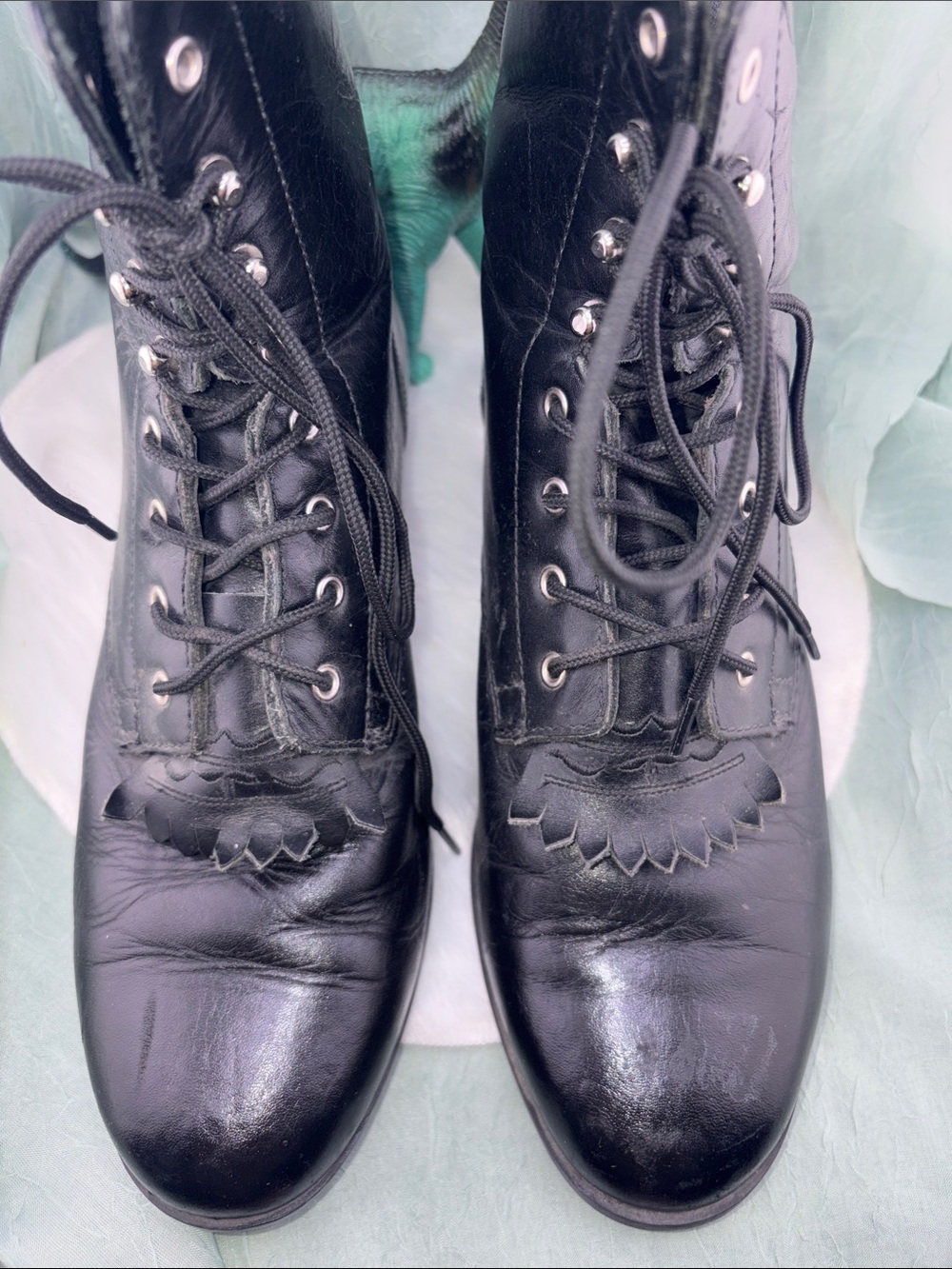 Ariat ATS Advance Torque Embroidered Kiltie Western Boots Black Leather | 8.5 - Picture 4 of 17